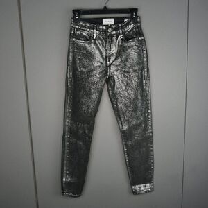 Frame Women's Jeans Le High Skinny Crop Jeans in Coated Chrome Noir size 24
